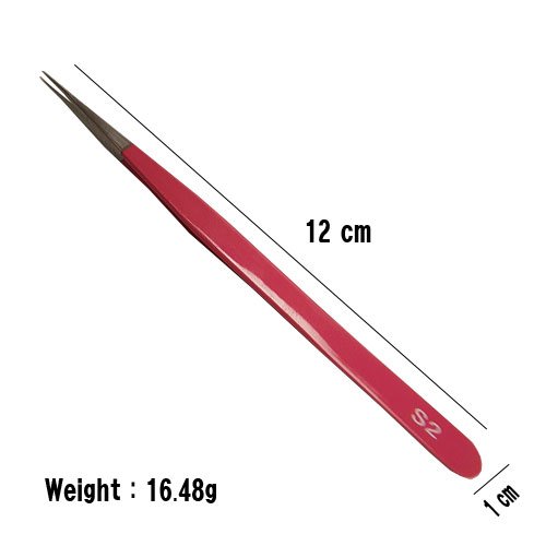 Straight Tweezers PS3 weight is 16.48 grams. And the heavy section of leg thickness is 2 mm, so that total thickness is 4 mm. You will feel it very soft tension of the tweezers leg pressure.